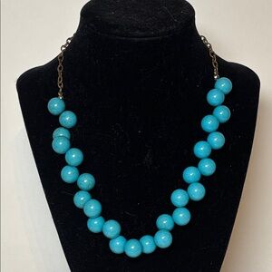 Turquoise Colored Light Acrylic Beaded Bronze colored Necklace 18” with ext